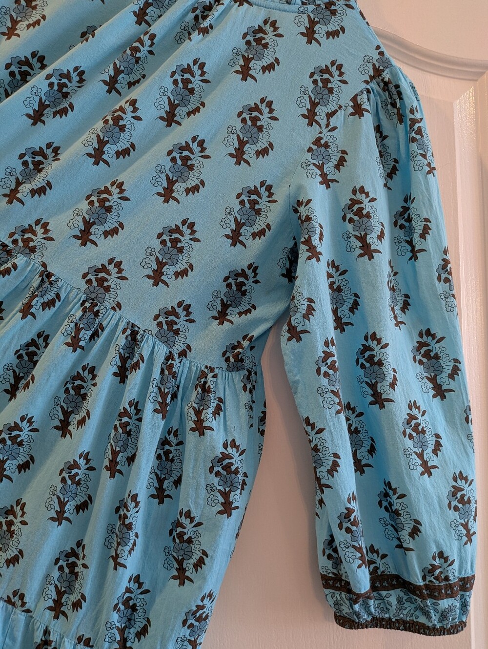 Tuckernuck Tropical Turquoise Bouquet Salty Paloma Caftan Midi Dress Size L - Picture 12 of 16